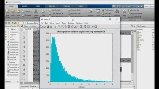 MATLAB tutorial - Histogram of a random signal with log normal PDF