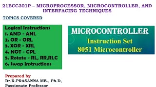 8051 Instruction set - Logical Instructions (Byte Level & Bit Level Instructions)