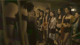 Olivia Cheng and others wearing stockings from s01e01 of the TV series Warrior