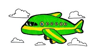 How to Draw and Color Airplane Step by Step | Easy drawing for kids