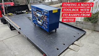 Towing A Toolbox With ITI Starter Ramps On A Rollback Towtruck#wrecker#flatbed#viral#fail#winch#out.