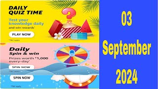 Amazon daily quiz time answers today, Amazon quiz today, Amazon daily quiz answers 3 September 2024