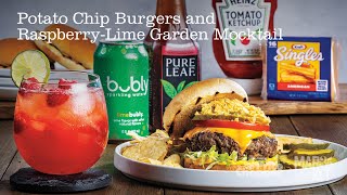 Potato Chip Burgers with Raspberry Lime Garden Mocktail