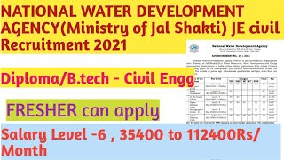 #nwda JE civil recruitment 2021/Diploma in civil engineering essential & B.E/B.Tech Desirable