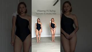 Wearing VS Styling - One Shoulder Swimsuit 🖤🤍 #shorts