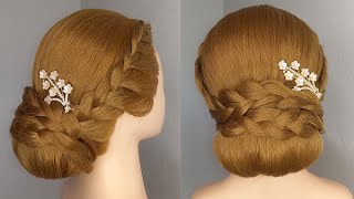 Easy and beautiful hairstyle with side braids, elegant hairstyle for parties