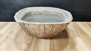 Beautiful cemented fountain pot stone style making at home