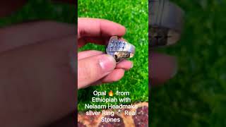 Black opal 🔥 from Ethiopia with Sri Lankan Nelaam Headmake silver Ring 💍|real stones|#realstone