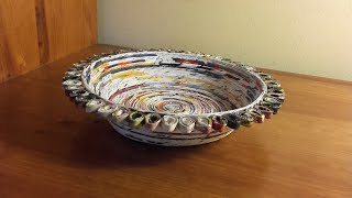 DIY Artesanato - como fazer prato em canudinhos com jornal (Plate in newspaper rolls)