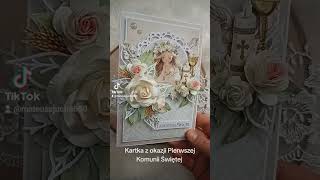 #scrapbooking #rękodzieło #handmade #komunia #kartka #dziewczynka