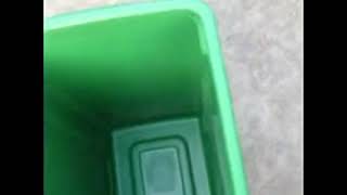 The Plastic Trash Bin Falls From A Height And Is Not Damaged