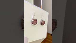 Rhodochrosite Stalactite Slice Earrings