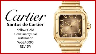 ▶ Cartier Santos de Cartier Large Yellow Gold Gradated Gold Sunray Dial WGSA0095 - REVIEW