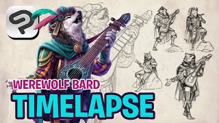 [TIMELAPSE PROCESS 28] 🎨 ◆  Werewolf Bard 🎻