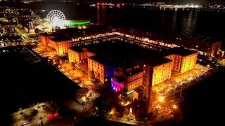 Nice Albert Dock 4K Drone Footage at Night