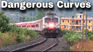 Furious Konkan Railway:Mangala Lakshadweep Exp Negotiate Dangerous Curves At Full Speed