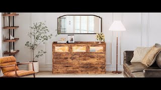 LIKIMIO Glass Dresser with 7 Drawers