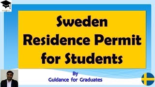 Sweden Visa , Residence Permit for International Students , Part Time Jobs, Study in Sweden