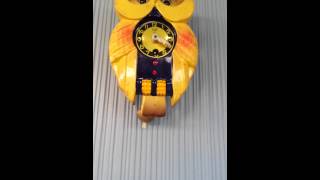 VTG Petty Animal Clock moving eyes Mi-Ken Japan Tin litho Owl orig box working