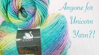 Boho Spirit Yarn Review - Unicorn colours! (Red Heart Unforgettable substitute)