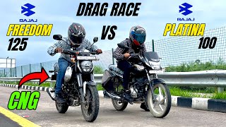 bajaj freedom 125 vs bajaj platina 100 | cng vs petrol 😱 | drag race