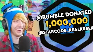 @rumbleodeath DONATES 100,000 ROBUX TO @KreekCraft