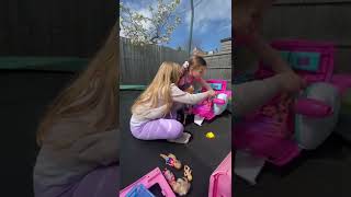 Tabz and Aeryn barbie-trampoline playtime!