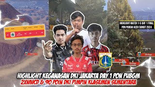 HIGHLIGHT KEGANASAN DKI 90 POIN SEHARI 2xWWCD PIMPIN KLASEMEN SEMENTARA | DAY 1 PON PUBGM