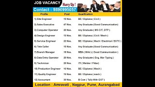 job vacancies in Amravati, Nagpur, Akola, Yavatmal#jobvacanciesinamravati #jobvacanciesinnagpur