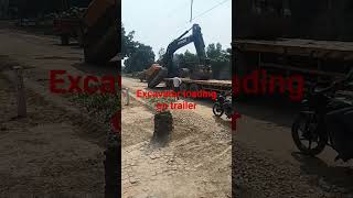 Excavator Loading On Trailer