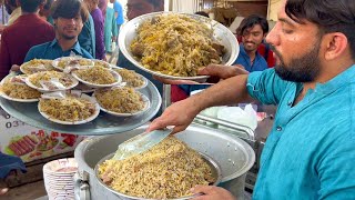 HYDERABADI DEGI YAKHNI PULAO | Huge Rush on ROADSIDE BEEF PULAO - Street Food of Karachi Pakistan