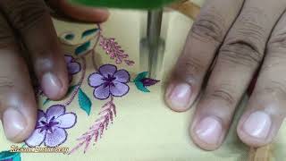 How To Make Simple Floral Embroidery Suit Design | how to embroidery | latest suit