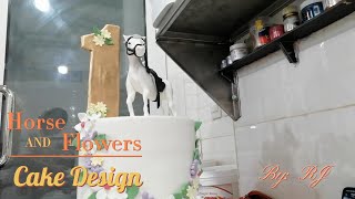 Horse and Flowers Cake Design