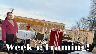 New construction update | Framing started | Roof trusses delivered￼ | Week 5￼