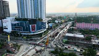 Drone view pembangunan underpass gatot subroto kota medan, 13 Juli 2024