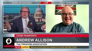 Andrew Allison talks to Mike Graham on talkRADIO about Covid Passports