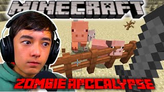 Agressive Schweine greifen mich an!  Werde ich überleben? Zombie Apokalypse 100 Days #002  MINECRAFT