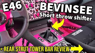 E46 Performance rear strut tower bar + adjustable short shifter install - Bevinsee quality parts BMW