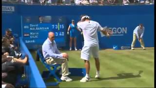 David Nalbandian kicks Linesman and gets disqualified - Queens 2012 Final