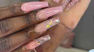 Cute freestyle fullset | how to apply glitters to nails | how to do fullset acrylic nails| nails