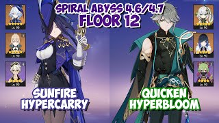 Clorinde Furina Sunfire & Alhaitham Quickbloom | Spiral Abyss 4.6/4.7 | Genshin Impact