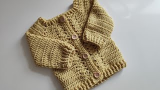 Crochet #47 How to crochet baby cardigan with fans /Part 2