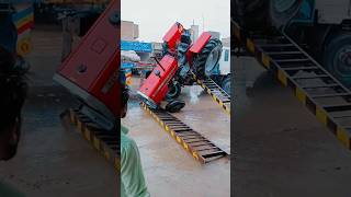 Mf 385 accidentally slipped from Trailer 🥲🥲😭 #tractor #automobile