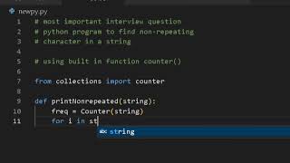 Counter () Function - Program to find non - Repeating Character in a string #programming #hakerran❤️