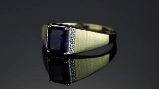 Item 62068 - Men's Blue Sapphire And Diamond Accent Ring 2.30 TCW In Solid 10k Yellow Gold