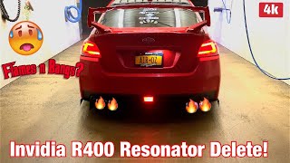 WRX STi INVIDIA R400 RESONATOR DELETE! FLAMES!