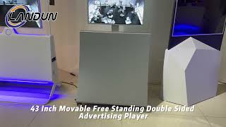 43 Inch Floor Standing Silver Color Double Sided Screen  With Movable Wheels