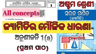 Class 8 jyamiti, Geometry Chapter 1a in Odia medium||All basic concepts||#class8_jyamiti_chapter1