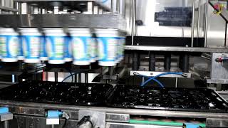 Full Automatic Filling line - Robot Collecting cups تعبئة و تجميع روبوت