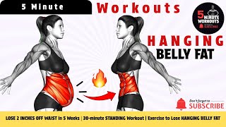 LOSE 2 INCHES OFF WAIST in 5 Weeks ➜ 30-minute STANDING Workout | Exercise to Lose HANGING BELLY FAT